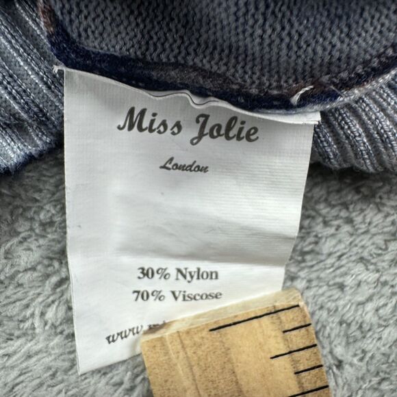 Miss Jolie London Sweater Womens Medium Blue Feather Knit Pullover Casual Granny - Picture 9 of 9